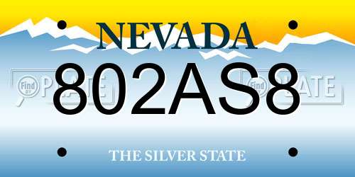 802AS8 Nevada License Plate