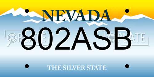802ASB Nevada License Plate