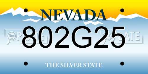 802G25 Nevada License Plate