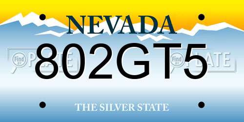 802GT5 Nevada License Plate