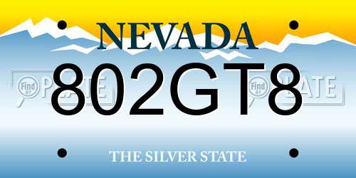 802GT8 Nevada License Plate