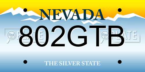 802GTB Nevada License Plate