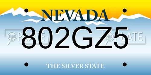 802GZ5 Nevada License Plate