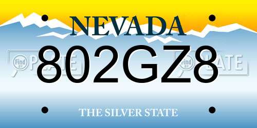 802GZ8 Nevada License Plate