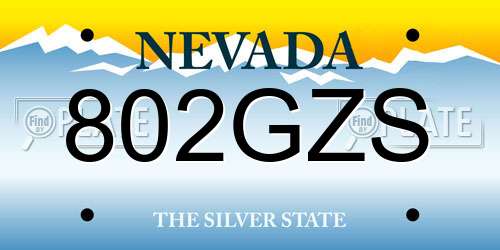 802GZS Nevada License Plate