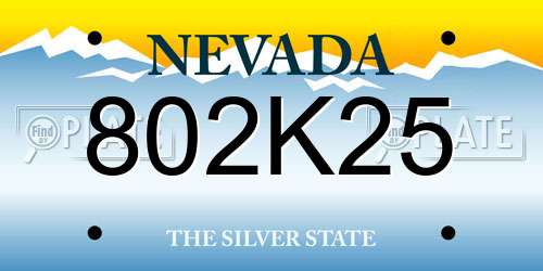 802K25 Nevada License Plate