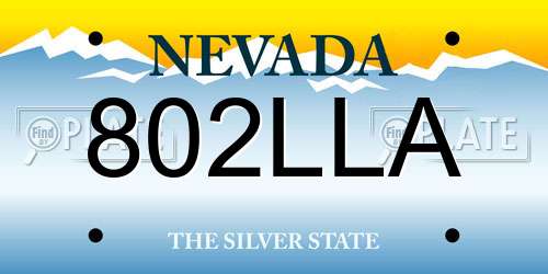 802LLA Nevada License Plate