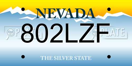802LZF Nevada License Plate