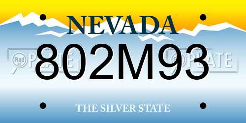 802M93 Nevada License Plate