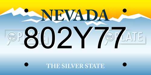 802Y77 Nevada License Plate