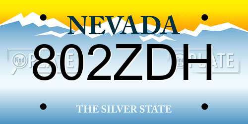 802ZDH Nevada License Plate