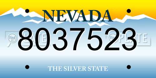 8037523 Nevada License Plate