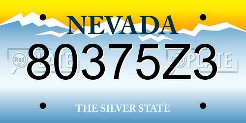 80375Z3 Nevada License Plate