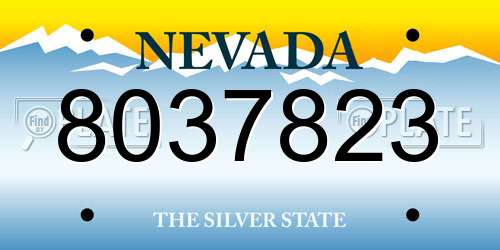 8037823 Nevada License Plate