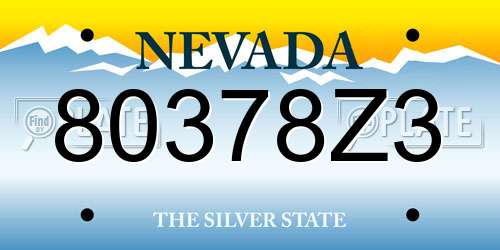 80378Z3 Nevada License Plate
