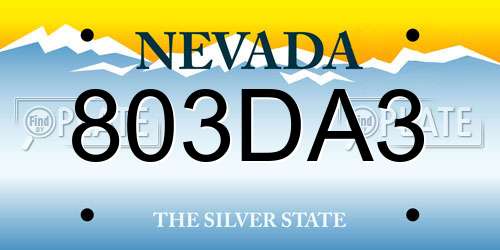 803DA3 Nevada License Plate