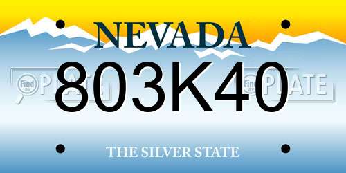 803K40 Nevada License Plate