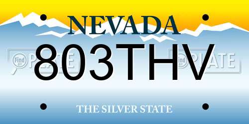 803THV Nevada License Plate