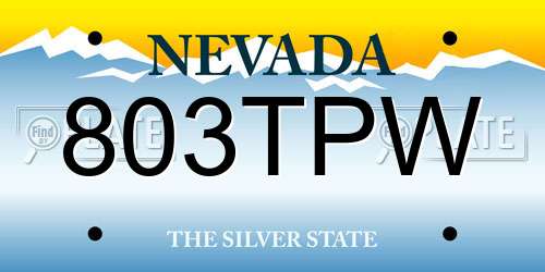 803TPW Nevada License Plate