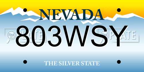 803WSY Nevada License Plate