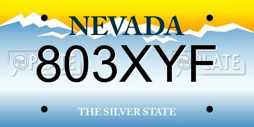 803XYF Nevada License Plate
