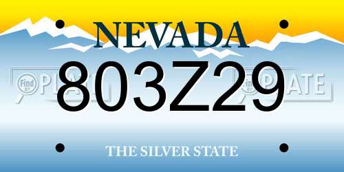 803Z29 Nevada License Plate