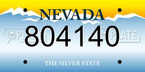 804140 Nevada License Plate