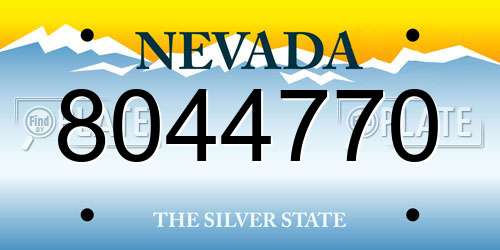8044770 Nevada License Plate