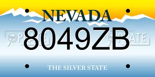 8049ZB Nevada License Plate