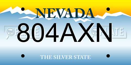 804AXN Nevada License Plate