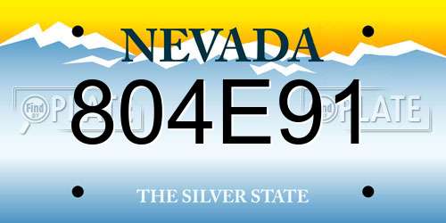 804E91 Nevada License Plate