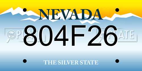 804F26 Nevada License Plate
