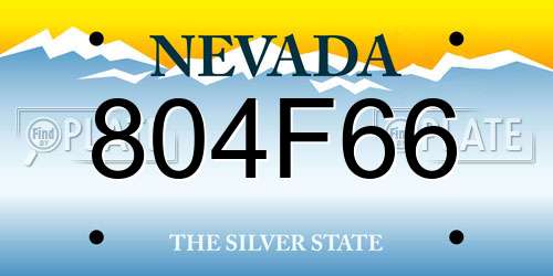 804F66 Nevada License Plate