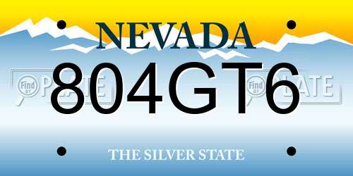804GT6 Nevada License Plate