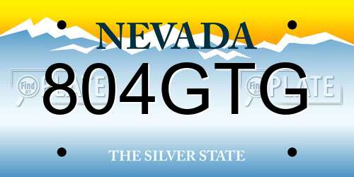 804GTG Nevada License Plate