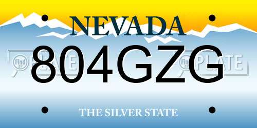 804GZG Nevada License Plate
