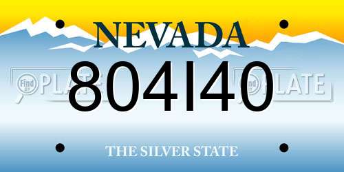 804I40 Nevada License Plate