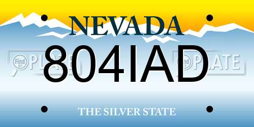 804IAD Nevada License Plate