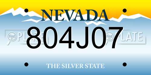 804J07 Nevada License Plate
