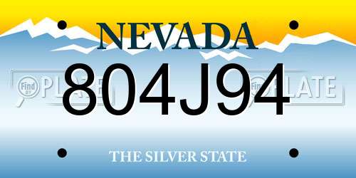 804J94 Nevada License Plate