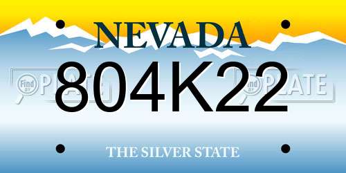 804K22 Nevada License Plate
