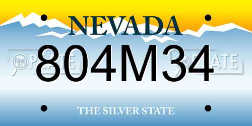 804M34 Nevada License Plate