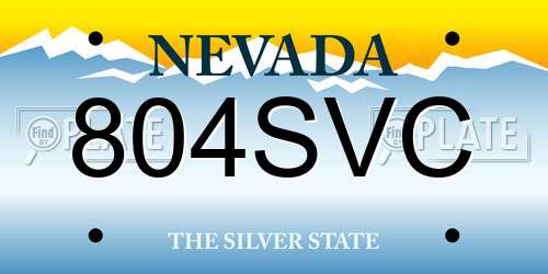 804SVC Nevada License Plate