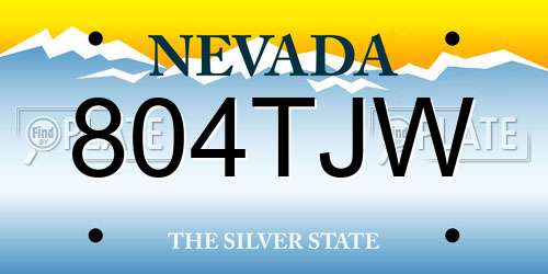 804TJW Nevada License Plate