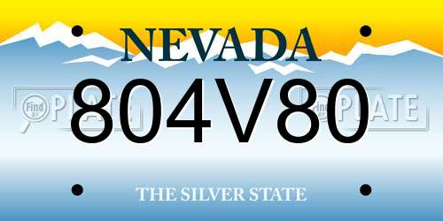 804V80 Nevada License Plate