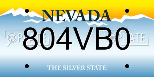 804VB0 Nevada License Plate