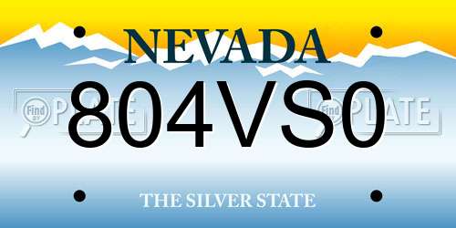 804VS0 Nevada License Plate
