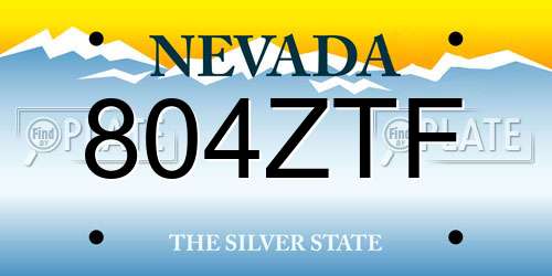 804ZTF Nevada License Plate