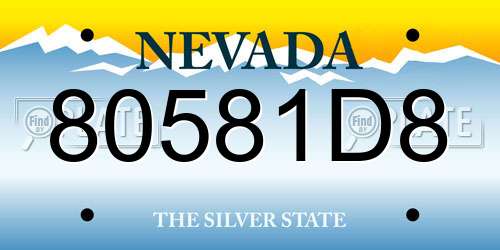 80581D8 Nevada License Plate