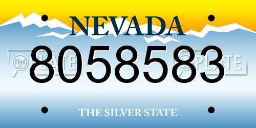 8058583 Nevada License Plate